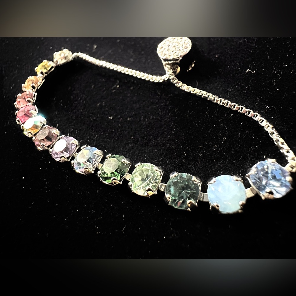 Rainbow Crystals Silver Plated Stackable Tennis B… - image 7